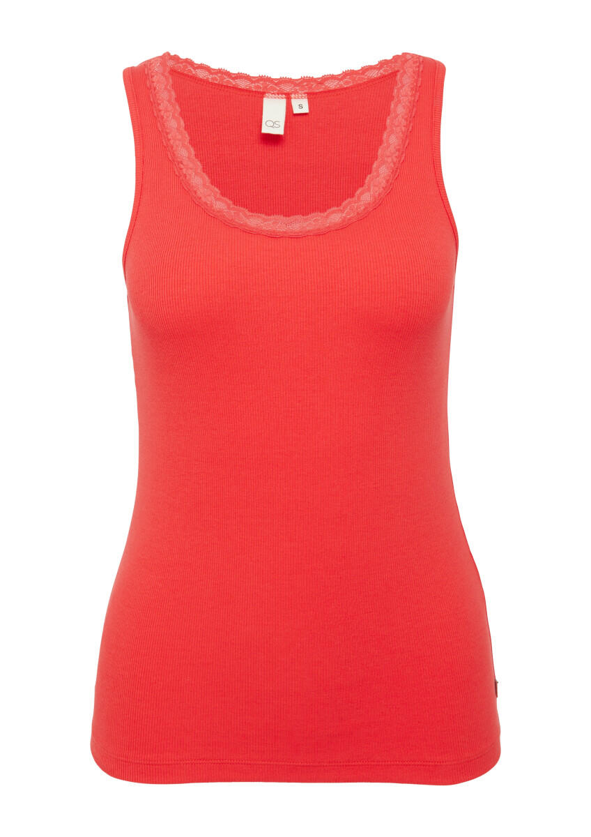 Q/S designed by - Ripptop mit Spitze am Ausschitt rot - Gr. - M von Q/S designed by