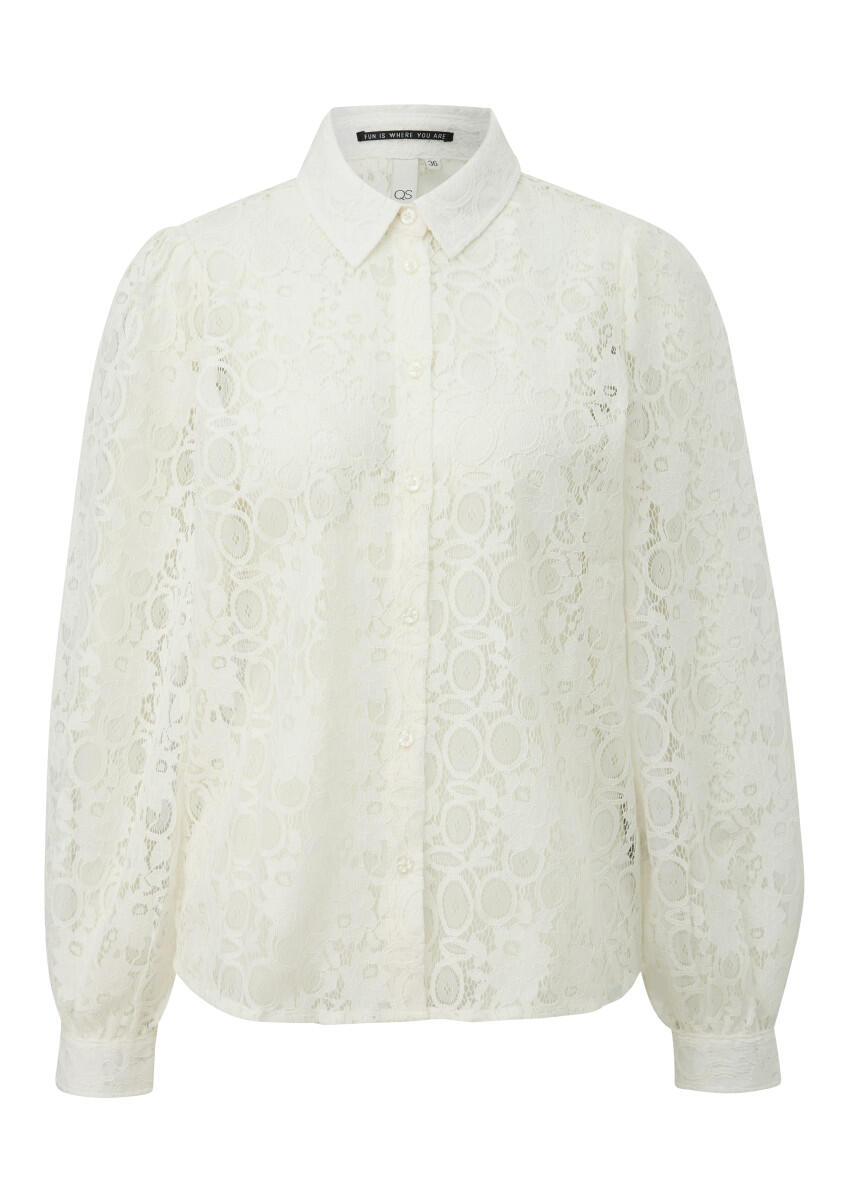 Q/S designed by - Spitzenbluse mit Knopfleiste weiß - Gr. - 34 von Q/S designed by