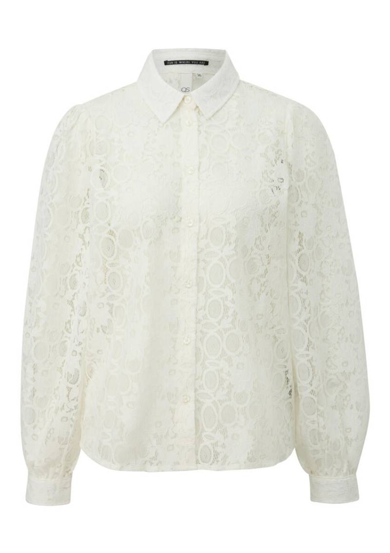 Q/S designed by - Spitzenbluse mit Knopfleiste weiß - Gr. - 34 von Q/S designed by