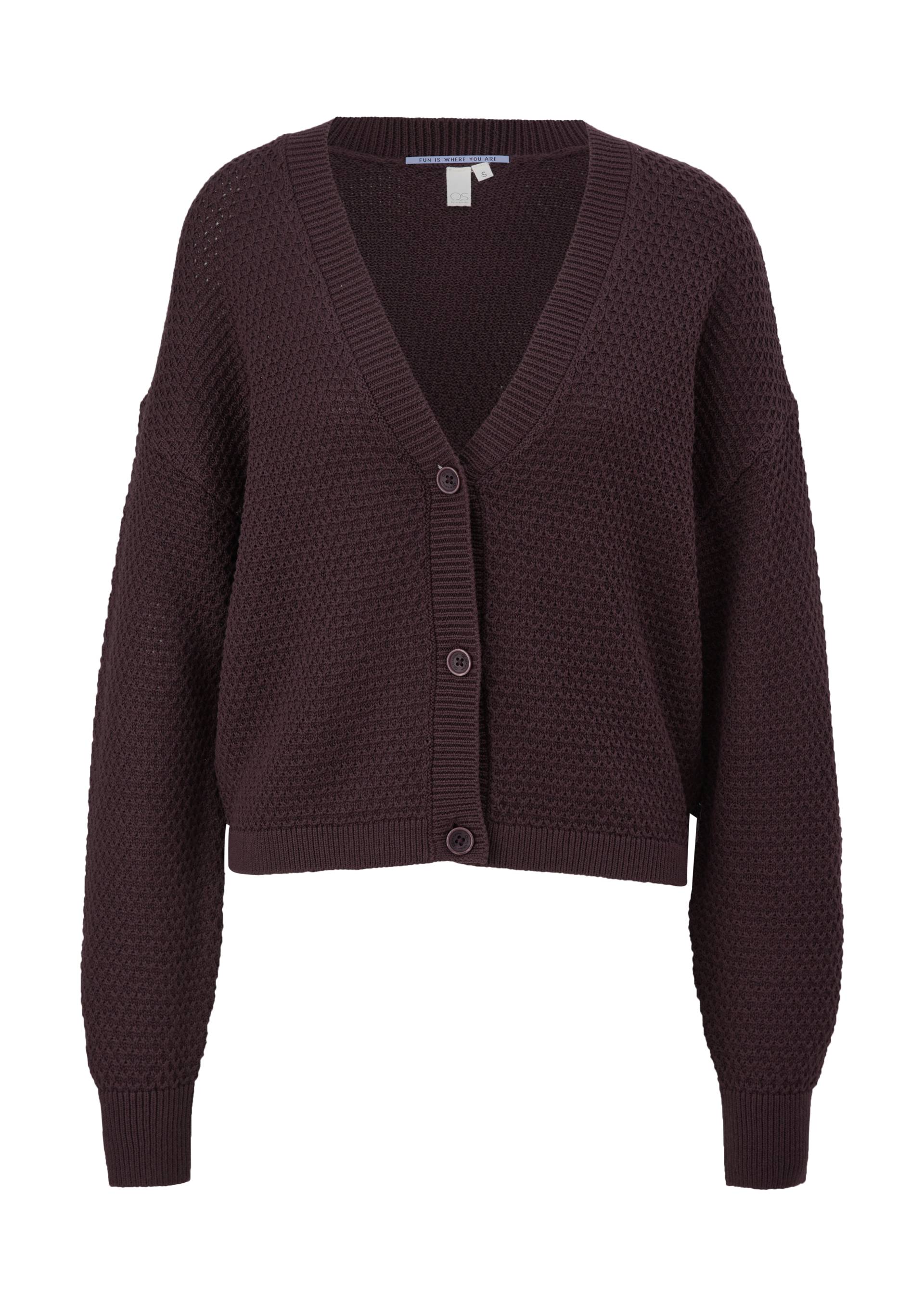 QS - Strickcardigan mit feinem Muster, Damen, lila von QS