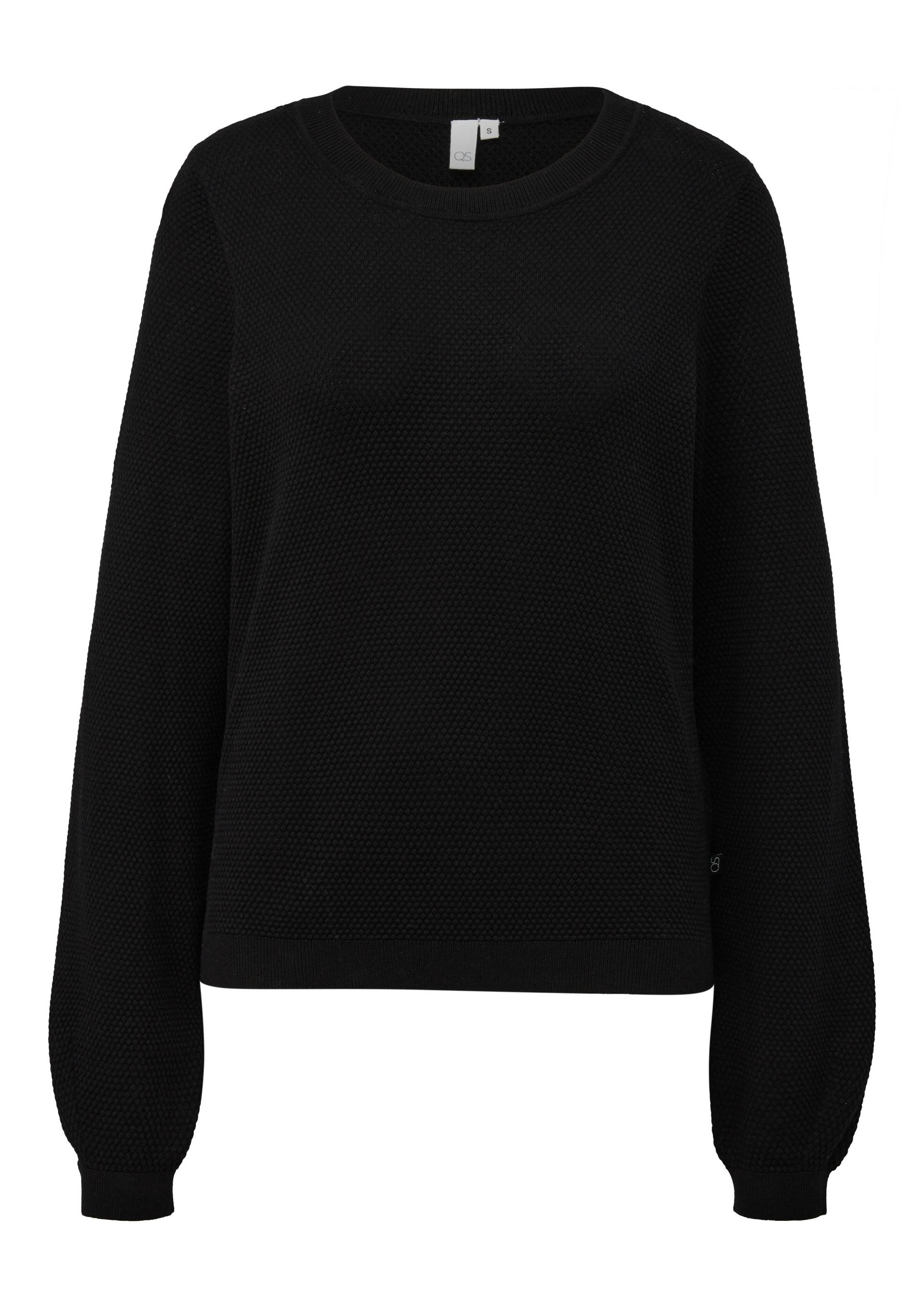 Q/S designed by - Strickpullover mit Struktur aus Viskosemix schwarz - Gr. - L von Q/S designed by