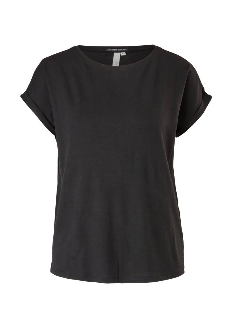 QS - Loose-Fit-Shirt im Lyocellmix, Damen, schwarz von QS