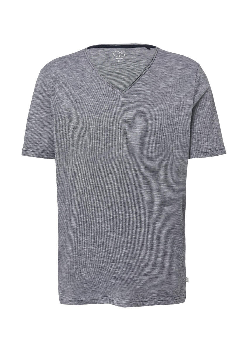 Q/S designed by - T-Shirt in Melange mit Rollkante blau - Gr. - S von Q/S designed by