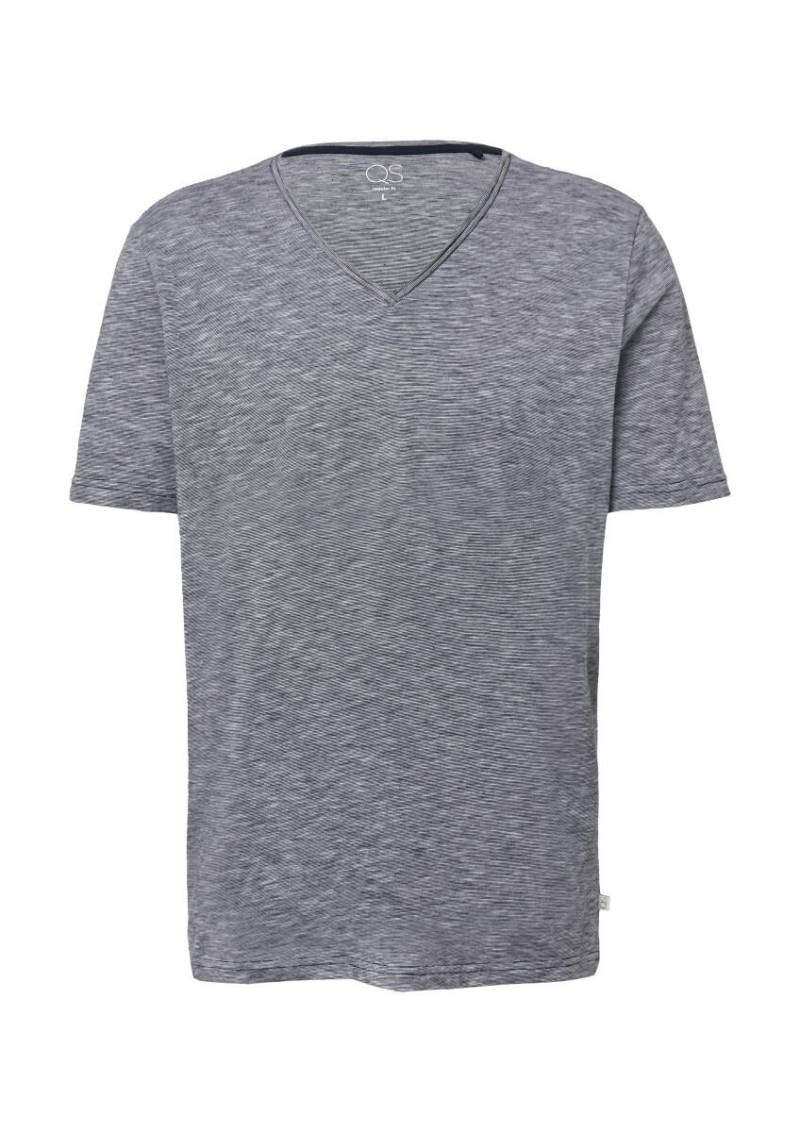 Q/S designed by - T-Shirt in Melange mit Rollkante blau - Gr. - S von Q/S designed by