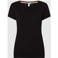 QS T-Shirt mit Label-Detail Modell 'Basic' in Black, Größe XL von QS