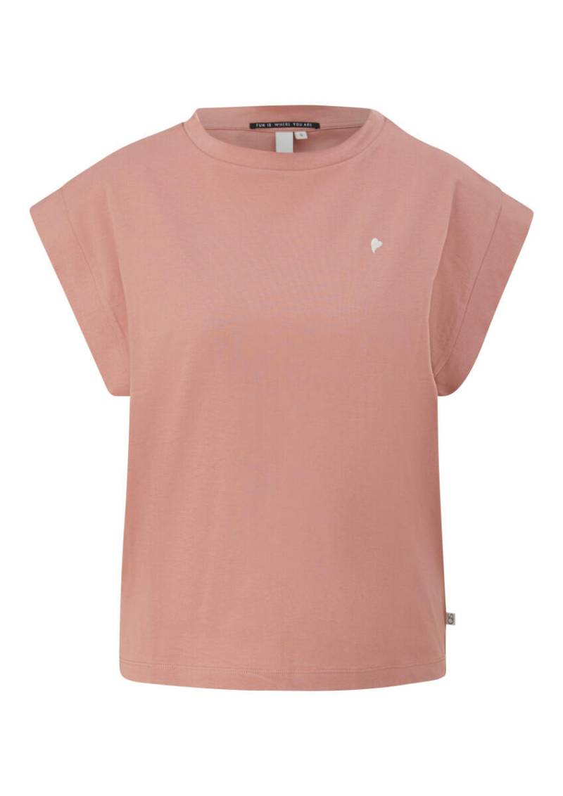 Q/S designed by - T-Shirt mit überschnittenen Schultern und Stickerei pink - Gr. - L von Q/S designed by