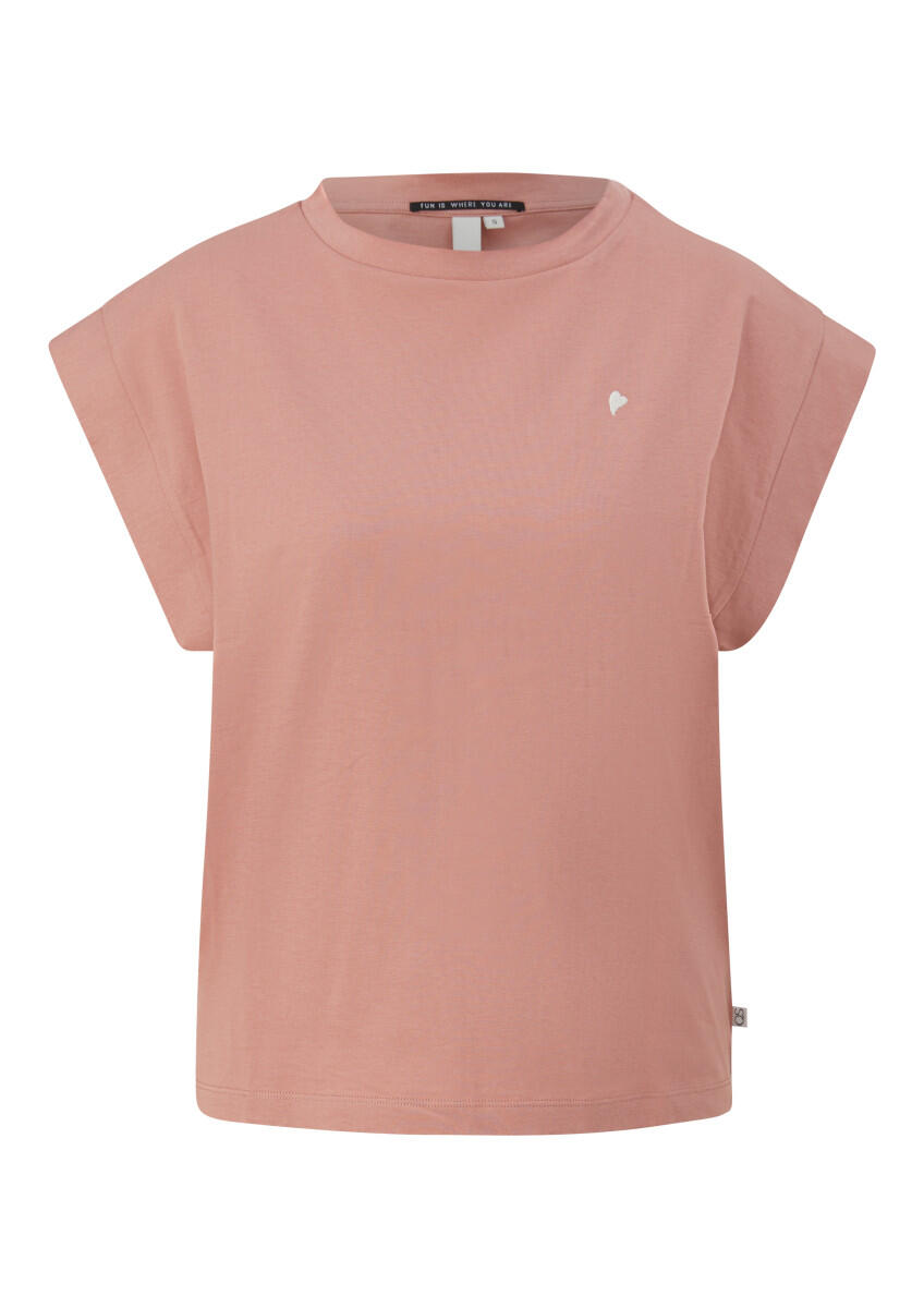 Q/S designed by - T-Shirt mit überschnittenen Schultern und Stickerei pink - Gr. - XL von Q/S designed by