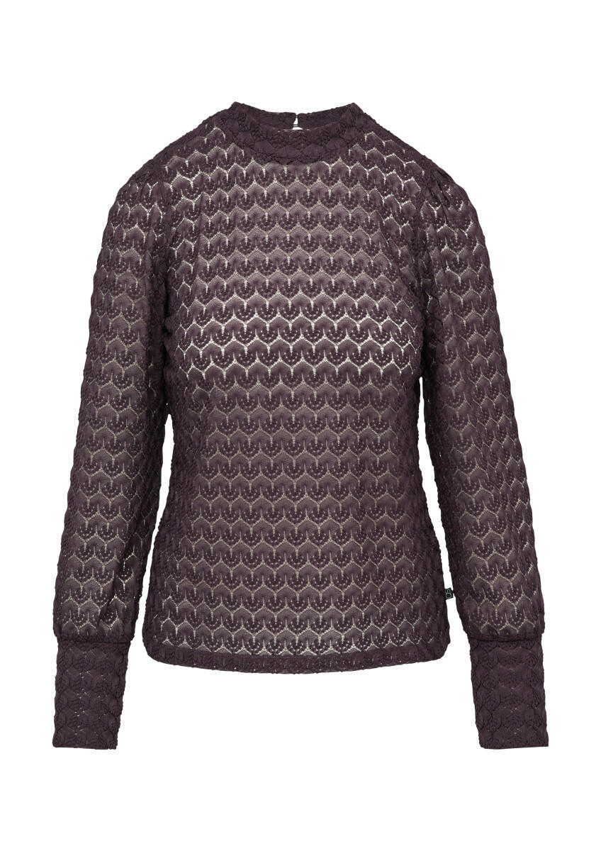 Q/S designed by - Transparentes Spitzen-Shirt mit Stehkragen violet - Gr. - S von Q/S designed by