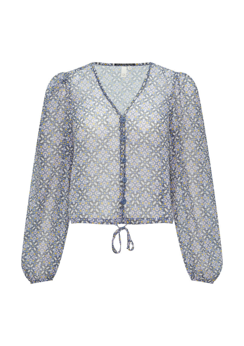 Q/S designed by - Verkürzte Bluse aus Chiffon blau - Gr. - 38 von Q/S designed by