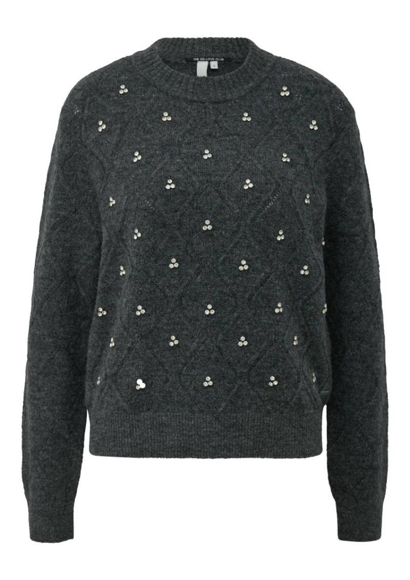 Q/S designed by - Weicher Pullover mit Glitzersteinen grau - Gr. - S von Q/S designed by