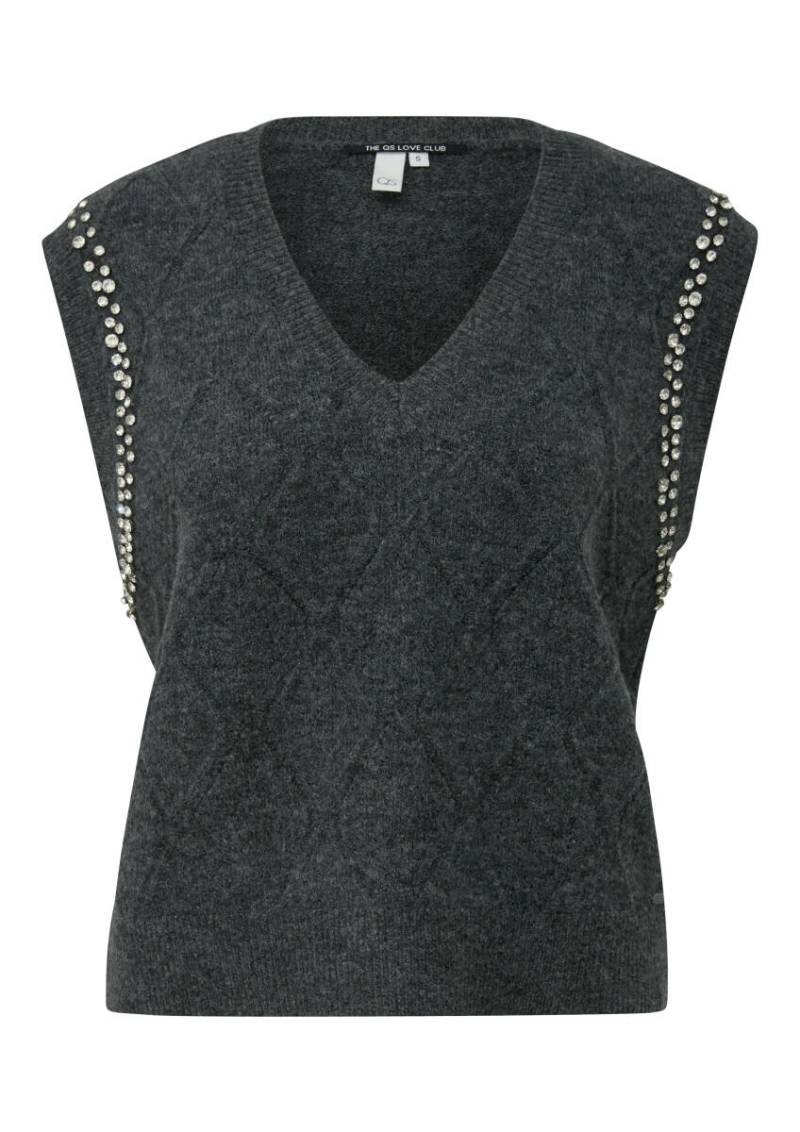 Q/S designed by - Weicher Pullunder mit Glitzersteinen grau - Gr. - L von Q/S designed by