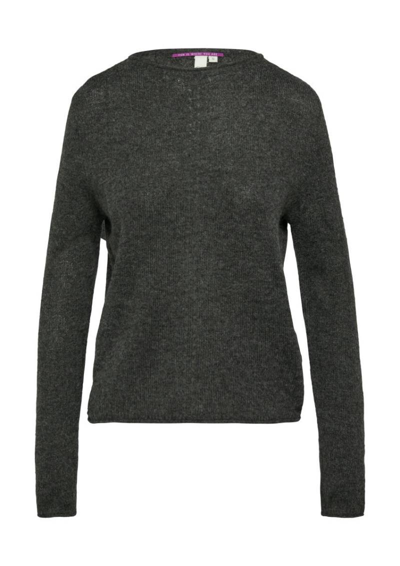 Q/S designed by - Weicher Strickpullover mit Ajour-Detail schwarz - Gr. - S von Q/S designed by