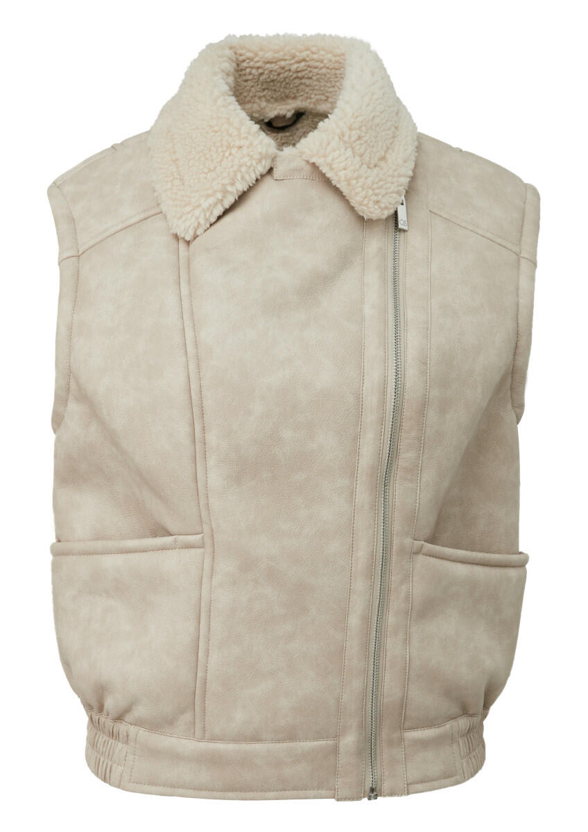 Q/S designed by - Weste in Lammfelloptik beige - Gr. - M von Q/S designed by