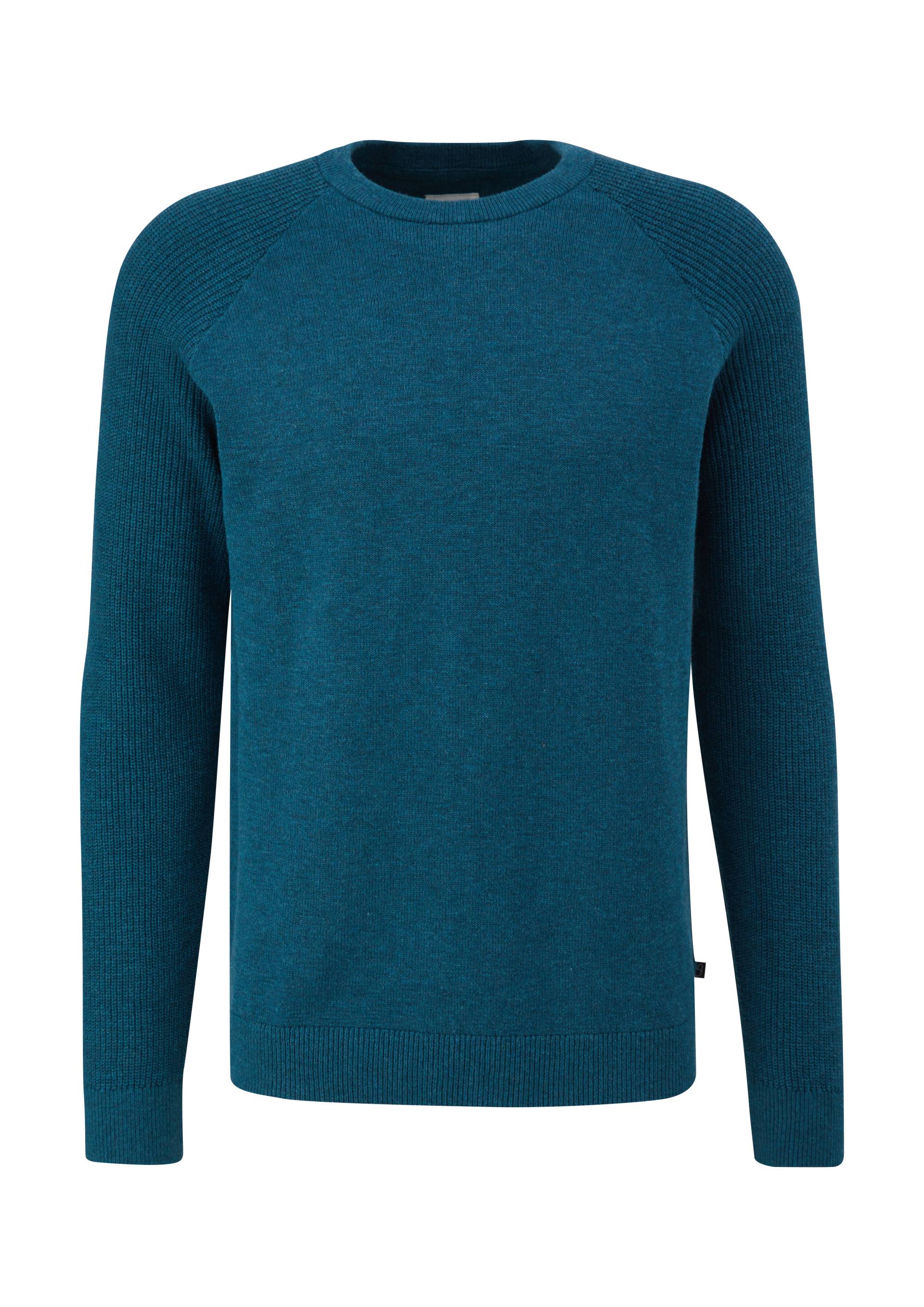 QS - Raglanpulli aus Strukturstrick, Herren, Blau von QS