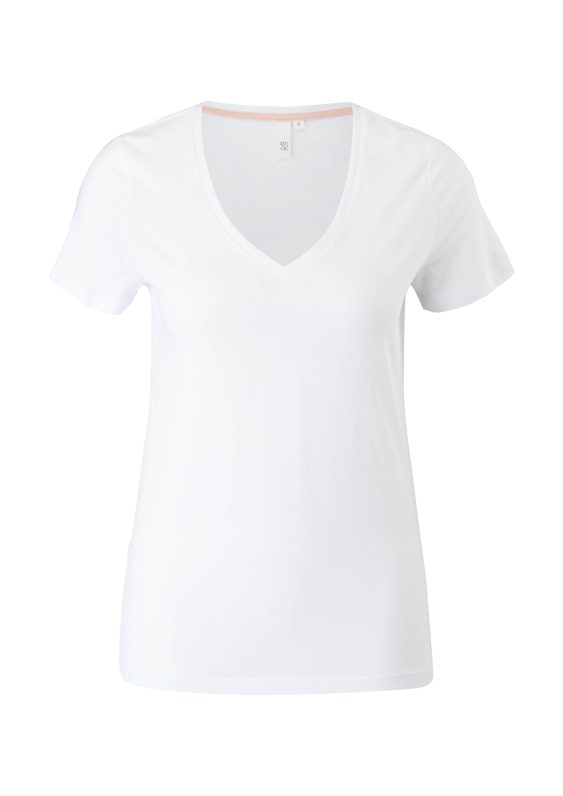 QS - T-Shirt mit V-Ausschnitt, Damen, weiß von QS