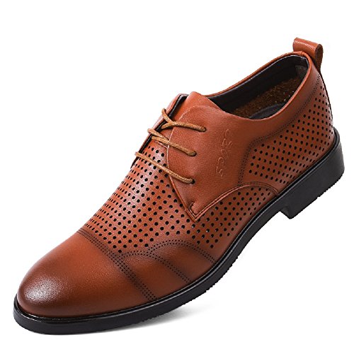 Schnürhalbschuhe Leder Atmungsaktiv Durch Luftlöcher Herren Fahren Halbschuhe von Q-MSKAY