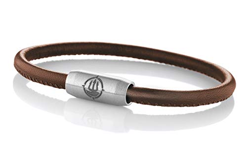 Maritimes Seemannsgarn Leder Armband Sylt braun 4mm, Matrose (stahlfarben), XL - Gelenkumfang von 18 cm bis 21 cm von Q-Sportz