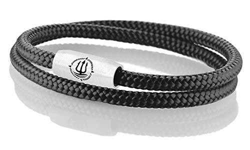 Maritimes Seemannsgarn Segeltau Armband Föhr schwarz 4mm, Bootsmann (aus echtem 925 Sterlingsilber), L - Gelenkumfang von 16,5 cm bis 18 cm von Q-Sportz