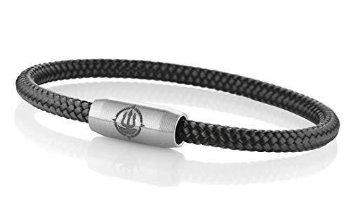 Maritimes Seemannsgarn Segeltau Armband Föhr schwarz 4mm, Matrose (stahlfarben), XL - Gelenkumfang von 18 cm bis 21 cm von Q-Sportz