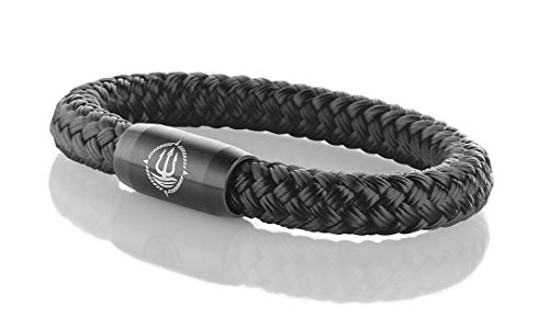 Maritimes Seemannsgarn Segeltau Armband Föhr schwarz 8mm, Fähnrich (schwarz), XL - Gelenkumfang von 18 cm bis 21 cm von Q-Sportz
