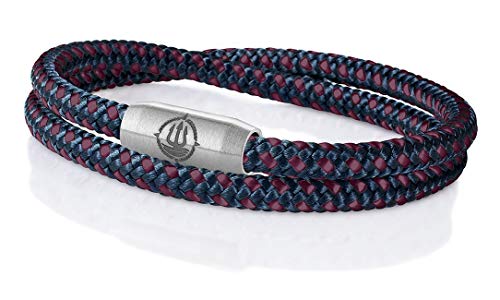 Maritimes Seemannsgarn Segeltau Armband Hiddensee navy-blau-bordeaux 4mm, Matrose (stahlfarben), XL - Gelenkumfang von 18 cm bis 21 cm von Q-Sportz