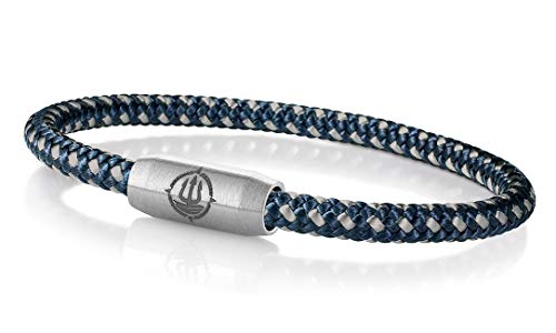 Maritimes Seemannsgarn Segeltau Armband Hiddensee navy-blau-grau 4mm, Matrose (stahlfarben), XL - Gelenkumfang von 18 cm bis 21 cm von Q-Sportz