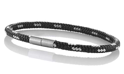 Maritimes Seemannsgarn Segeltau Armband Usedom schwarz-grau 4mm, Ohne Verschluss, XL - Gelenkumfang von 18 cm bis 21 cm Maritimes Seemannsgarn Segeltau Armband Usedom schwarz-grau 4mm, Ohne Verschluss, XL - Gelenkumfang von 18 cm bis 21 cm von Q-Sportz