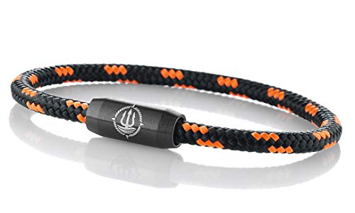 Maritimes Seemannsgarn Segeltau Armband Usedom schwarz-orange 4mm, Fähnrich (schwarz), L - Gelenkumfang von 16,5 cm bis 18 cm von Q-Sportz
