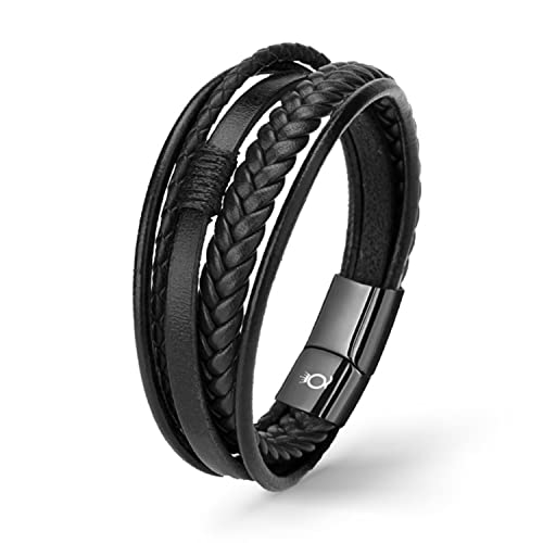 UNIQAL | Lederarmband Herren "BLACK SHADOW" Mens Bracelet schwarz | Edelstahl, Echtleder | Etui Box Gratis (21) von Q UNIQAL STORE GERMANY