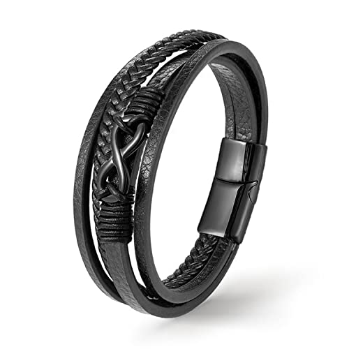 UNIQAL | Unendlichkeit Leder Armband "BLACK NICE" Herren infinity bracelet | Edelstahl/Echtleder/Silber + Geschenk Etui box (21) von Q UNIQAL STORE GERMANY