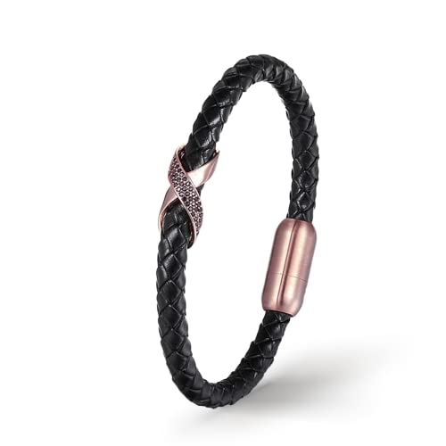 UNIQAL | Unendlichkeit Leder Armband "MATE" Herren | Edelstahl/Echtleder Schwarz und Braun + Geschenk Etui box (ROSE GOLD, 21) von Q UNIQAL STORE GERMANY