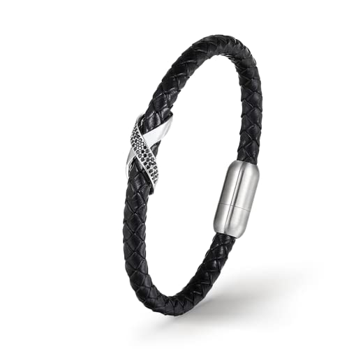 UNIQAL | Unendlichkeit Leder Armband "MATE" Herren | Edelstahl/Echtleder Schwarz und Braun + Geschenk Etui box (SILBER, 19) von Q UNIQAL STORE GERMANY