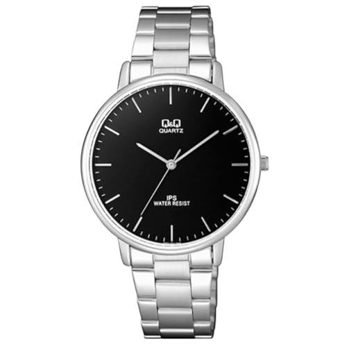 Q&Q - Armbanduhr - Herren Uhr - Spritzfest - Analog - Mit Stahlband - Silber von Q&Q