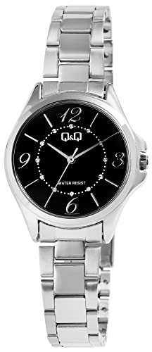 Q&Q Damen-Uhr Edelstahl Faltschließe 3 Bar Analog Quarz Q44A-002PY von Q&Q