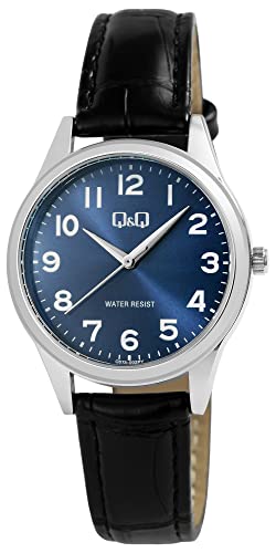 Q&Q Damen-Uhr Kunstleder Dornschließe 3 Bar Analog Quarz Q57A-002PY von Q&Q