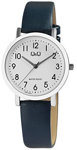 Q&Q Damen-Uhr Kunstleder Dornschließe 3 Bar Analog Quarz Q58A-009PY von Q&Q