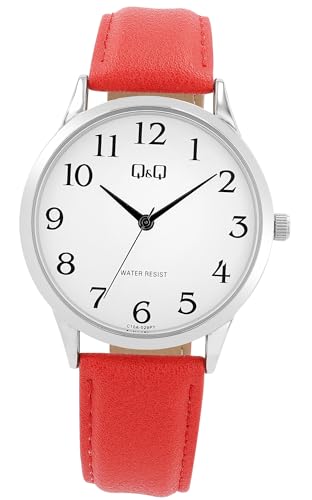 Q&Q Damen-Uhr Leder Armband Dornschließe 3 Bar Analog Quarz von Q&Q