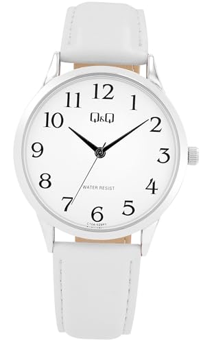 Q&Q Damen-Uhr Leder Armband Dornschließe 3 Bar Analog Quarz von Q&Q