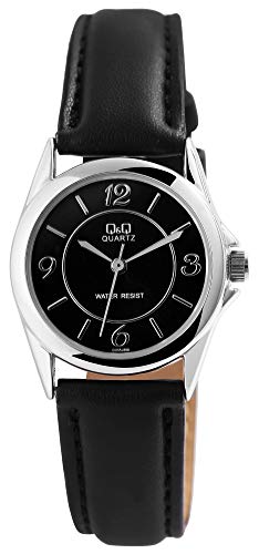 Q&Q Damenuhr Schwarz Analog Metall Kunstleder Quarz Armbanduhr Q&Q Damenuhr Schwarz Analog Metall Kunstleder Quarz Armbanduhr von Q&Q