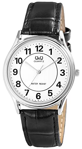 Q&Q Herren-Uhr Kunstleder Datum 2 Zeitzonen Analog Quarz VG68J304Y von Q&Q