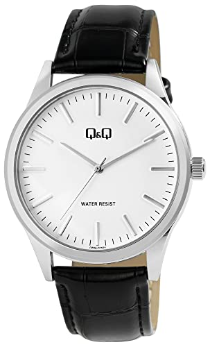 Q&Q Herren-Uhr Kunstleder Dornschließe 3 Bar Analog Quarz Q59A-005PY von Q&Q