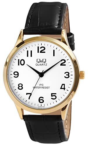 Q&Q Herren-Uhr Kunstleder Dornschließe Analog Quarz C192J104Y von Q&Q
