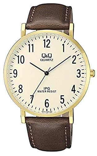 Q&Q Herren-Uhr Kunstleder Dornschließe rund Analog Quarz QZ02J103Y von CITIZEN