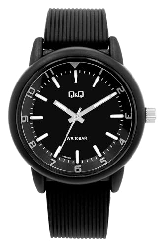 Q&Q Herren-Uhr Silikon 10 Bar Leuchtzeiger Leuchtindexe Analog Quarz (schwarz weiß) von Q&Q