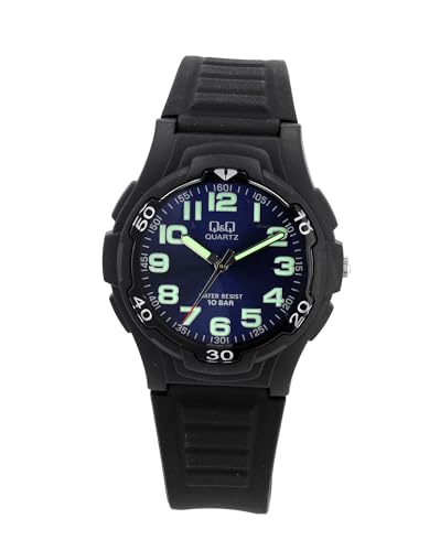 Q&Q Herren-Uhr Silikon Leuchtzeiger 10 Bar schwarz Analog Quarz VP84J003Y von Citizen