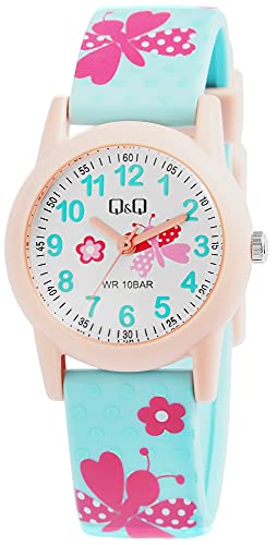 Q&Q Kinder-Uhr Silikon Armband Dornschließe Lernuhr Analog Quarz VR99J015Y von Q&Q