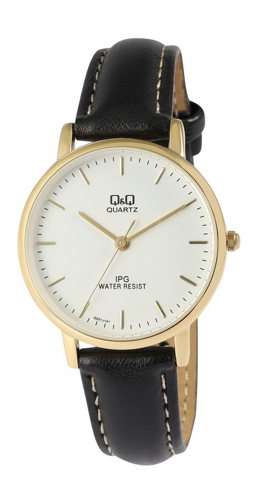 Q&Q Quarzuhr QZ01J101Y Q&Q Damenuhr mit Lederimitationsarmband, 3 bar von Q&Q