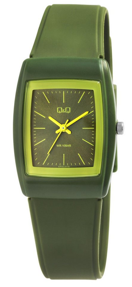 Q&Q Quarzuhr VP30J016Y Q&Q Damenuhr mit Kunststoffarmband in grün, 10 Bar von Q&Q