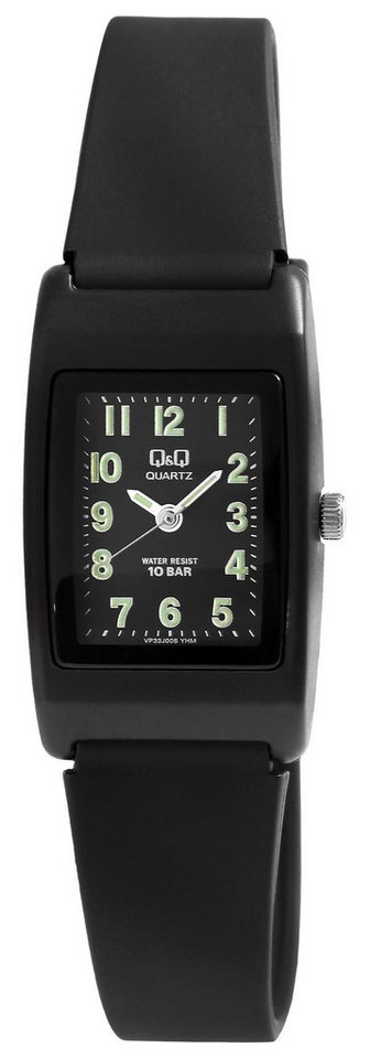 Q&Q Quarzuhr VP33J006Y Q&Q Damenuhr mit Kunststoffarmband in schwarz, 10 Bar von Q&Q