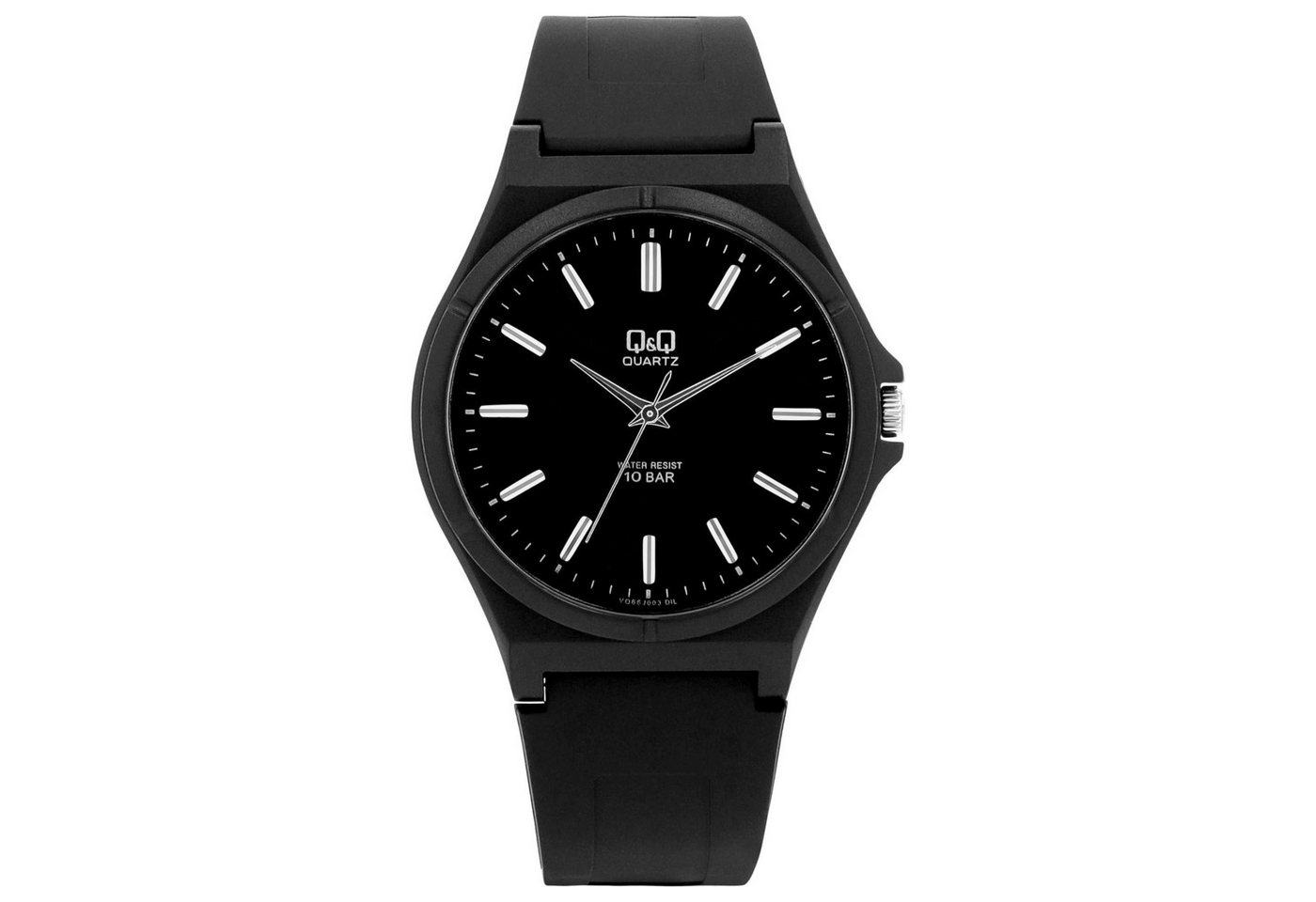 Q&Q Quarzuhr VQ66J002Y Resinband, 10 ATM, schwarz/silberfarben, modern von Q&Q